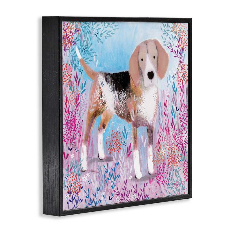 Estampe numérique Hound Dog Soft & Whimsical, conçue par Clare Tupper, H 12 po x l 12 po, Giclée encadrée noir minuit