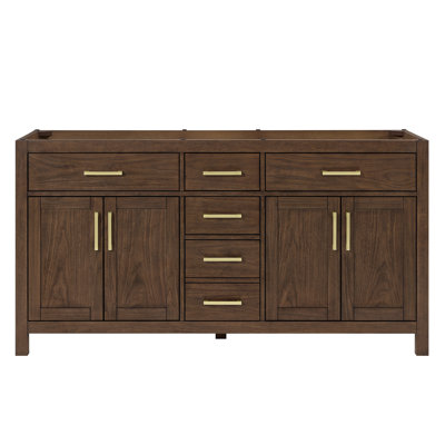 Base de meuble-lavabo double autoportante de 65 po Beckett seulement