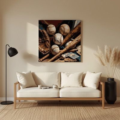 Sports Baseball Brown Metal Wall Art