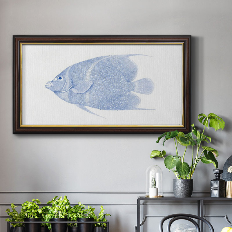 «Blue and White Tropical Fish V», reproduction d'un seul cadre photo sur toile, H 29 po x l 53 po x P 2,5 po