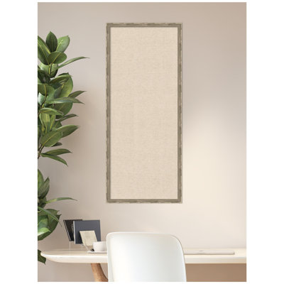 Kate and Laurel Framed Fabric Pinboard Neutral Weave Printed Linen Traditional Bulletin Board for Use as a Vision Board or Wall Organization