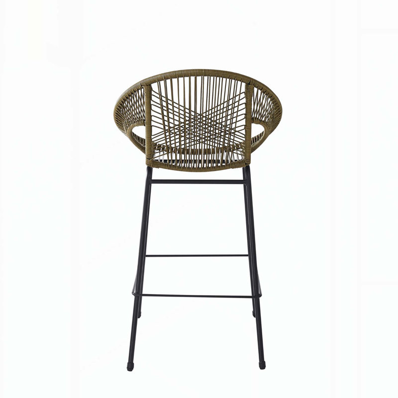 Ensemble de tabourets de bar en osier pour l'extérieur, Vert