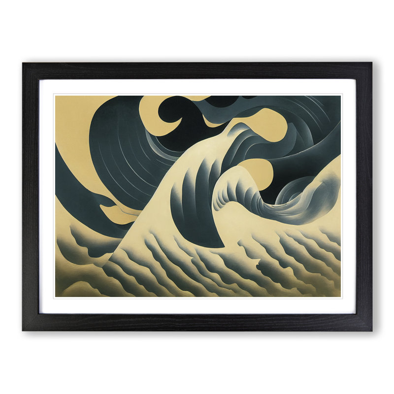 Abstract Japanese Wave Vol.1 - Framed Print, 34cm H x 46cm W x 2cm D, Black