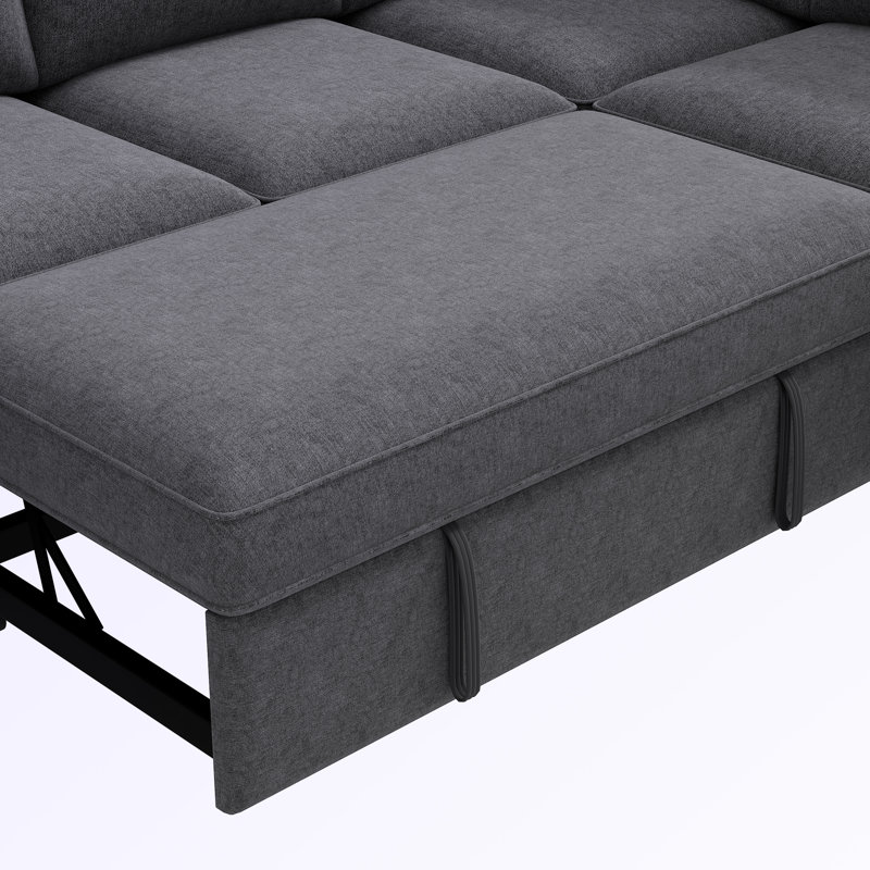 Ginelie 3 - Piece Sectional Sleeper Sofa with Pull-Out Bed, Modern L-Shape Couch Bed with USB Charging Port, Sectional Sofa Couch
