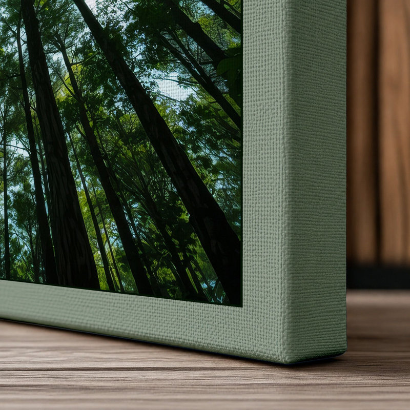 Forest Cathedral Scandinavian 1 Piece Wrapped Canvas Wall Art, 24x16 - 61.0 x 40.6 cm, Sage Border