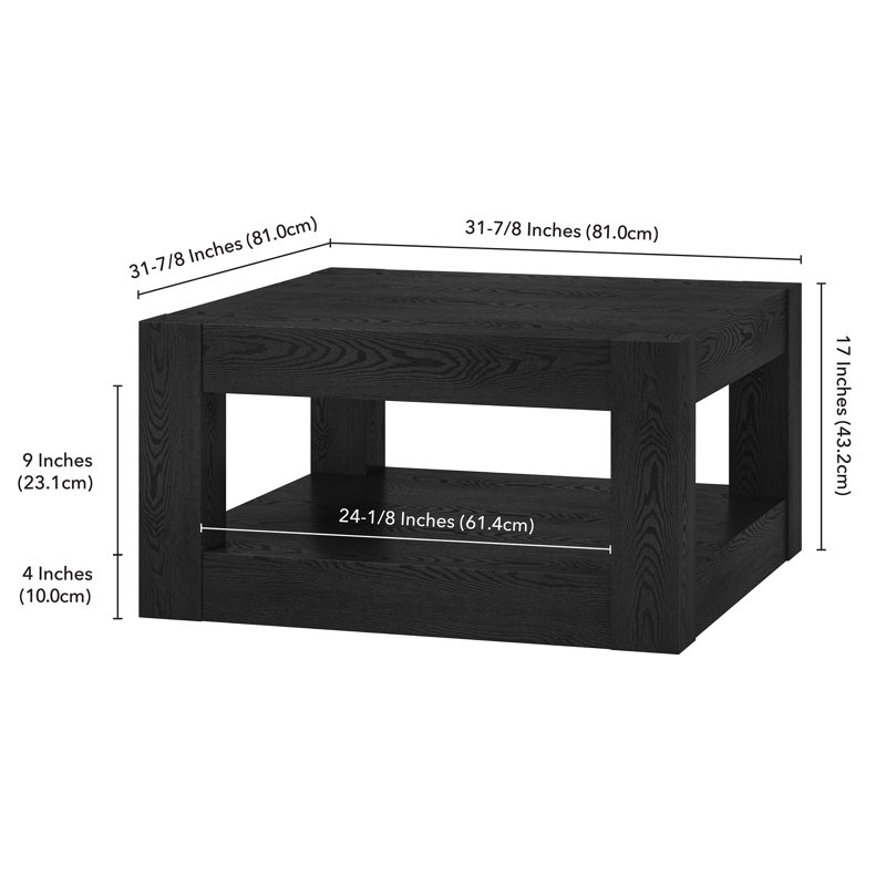 Ashantia Frame Coffee Table with Storage, Black Grain