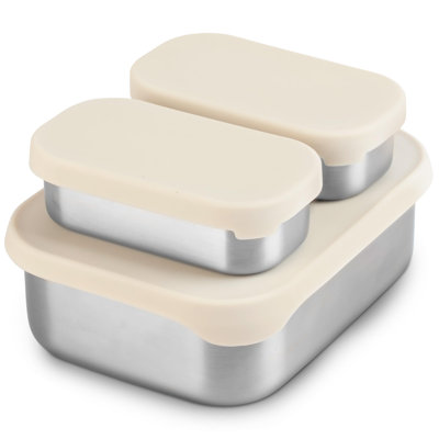 Leak Resistant Stainless Steel Bento Box, Stainless Steel Lunch Box, Meal Prep Containers For Adults For Snacks/Small Meal/Bento Lunch Box,(Vanilla)