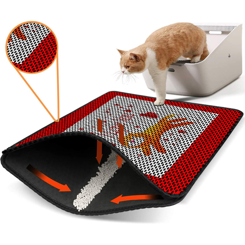 Tapis pour litière de qualité supérieure, 18 po x 24 po | 50% PVC / 50% polyester, lavable à la machine et passer l'aspirateur | Conception durable et facile à nettoyer pour les propriétaires d'animaux de compagnie | Protégez vos planchers des dégâts de la litière