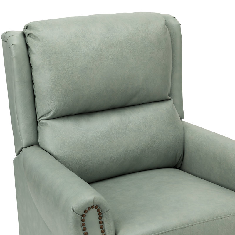 Polestra 32.68" W Genuine Leather Manual Recliner, Sage