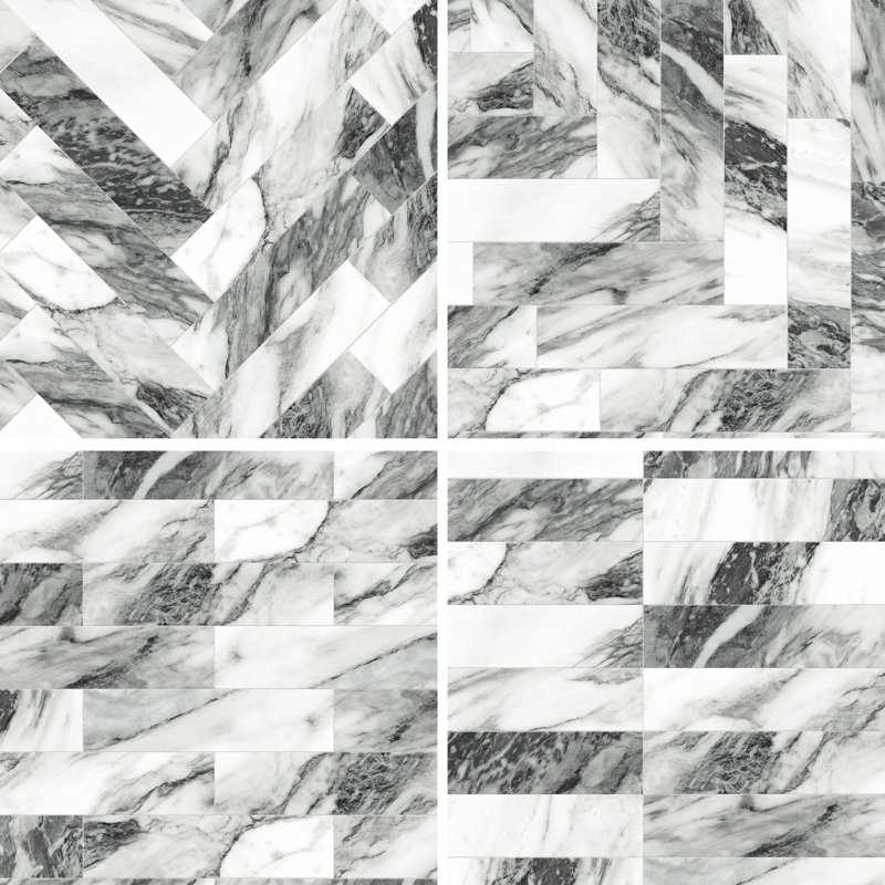Touche 2-7/8 In. X 11-3/4 In. Porcelain Floor And Wall Tile, Gray/White