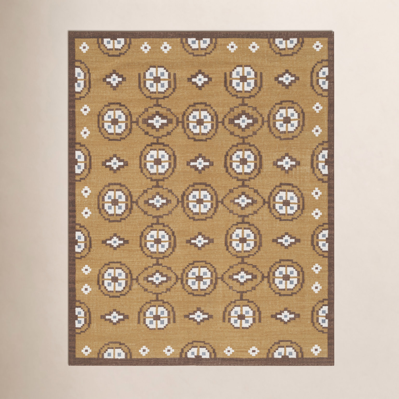 Heidi Flatweave Geometric Wool Rug, 3'x5', Yellow