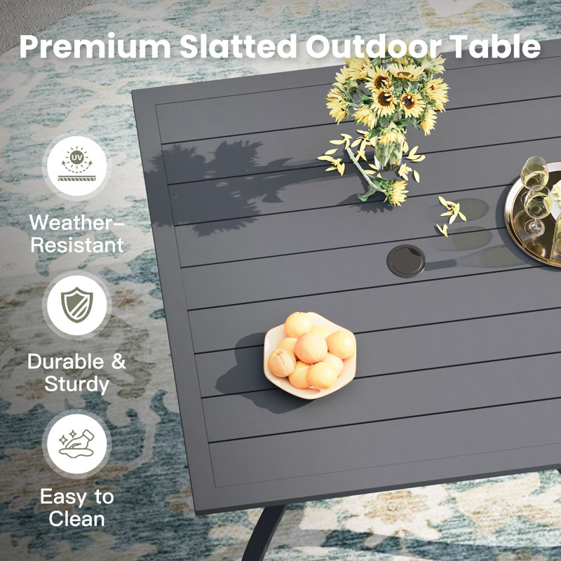 Square Outdoor Patio Dining Table, Gray