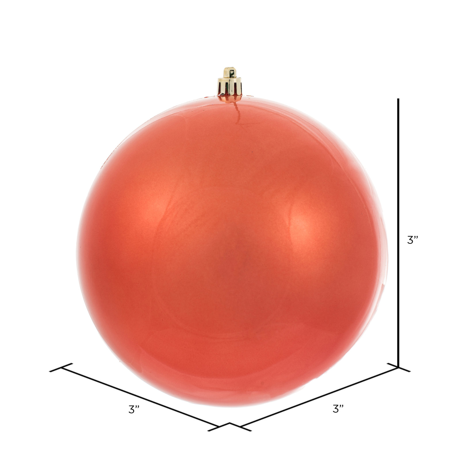 Holiday Décor Ball Ornament, Coral Candy, 3" H x 3" W x 3" D