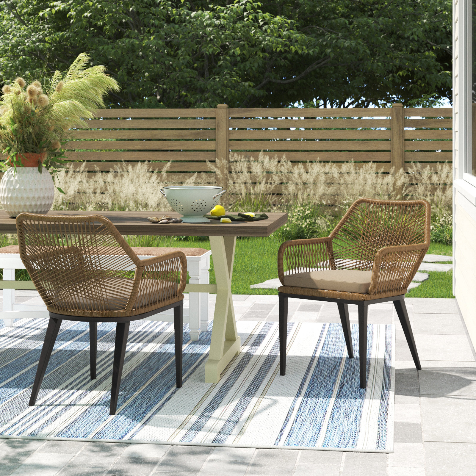 Faygrove Patio Dining Armchair with Cushions