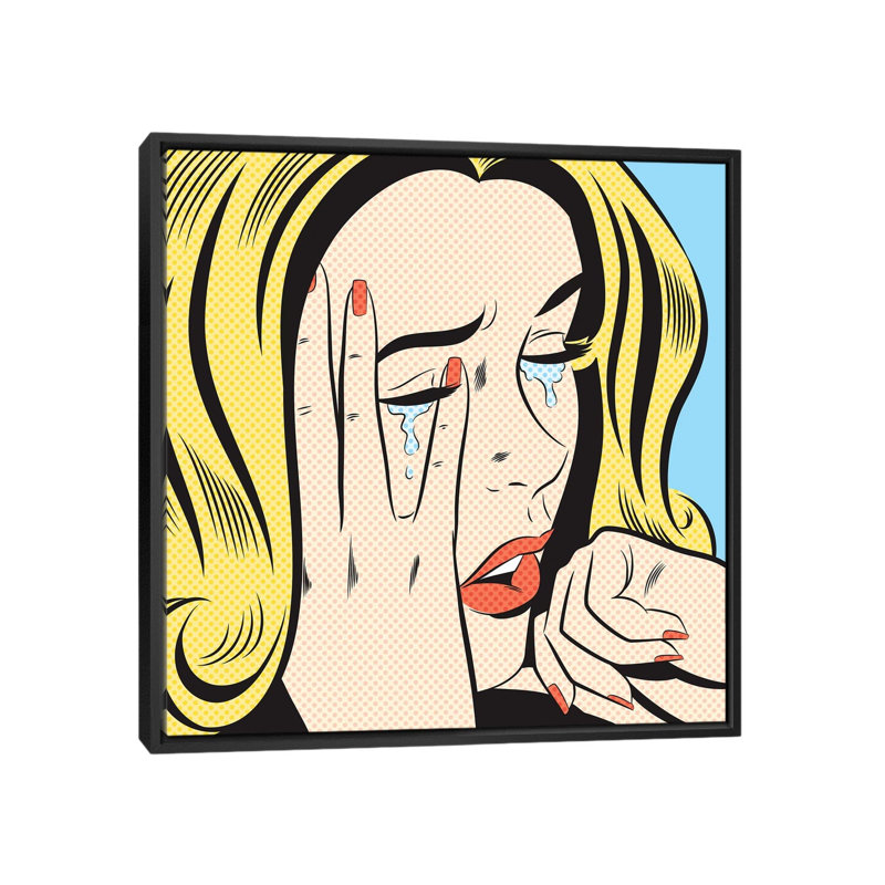 Crying Woman by Joseph McDermott - Print on Canvas, Black Framed, 45.72 cm H x 45.72 cm W