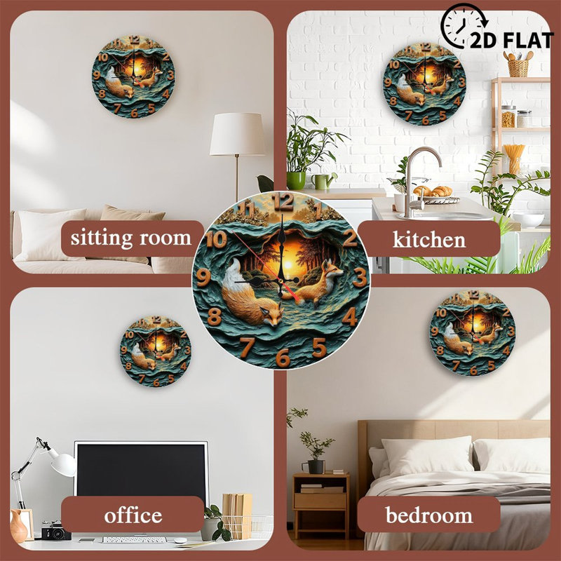 Horloge murale Sunset Fox Ocean