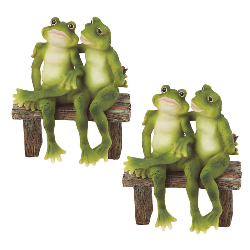 "Ensemble de 2 pièces" ICE ARMOUR 5 "H Couple de grenouilles assis sur un banc