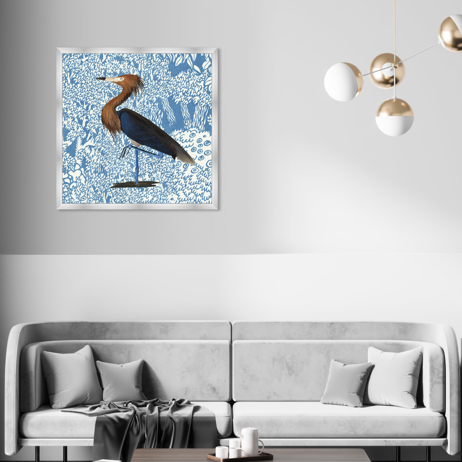 Bird Pose by Oliver Gal, Silver, 32" H x 32" W x 0.5" D