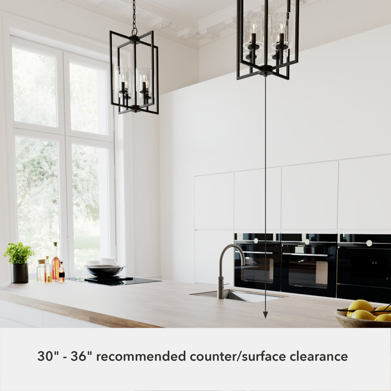 Luminaire suspendu géométrique à 4 lumières Kerrison, Fer naturel