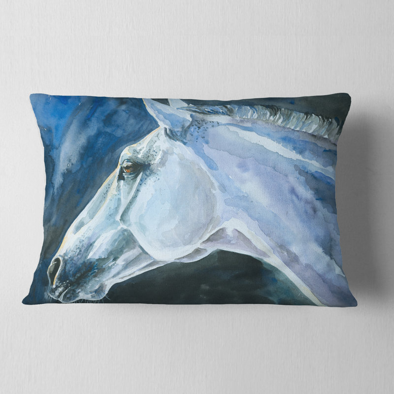 Aquarelle de cheval gris - coussin imprimé animal