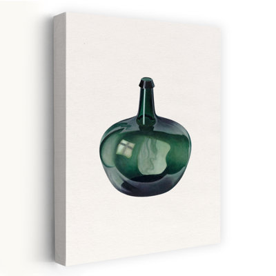 Elegant Green Bottle Classic Elegant Minimalist Wall Art Print 1 Piece Wrapped Canvas Wall Art