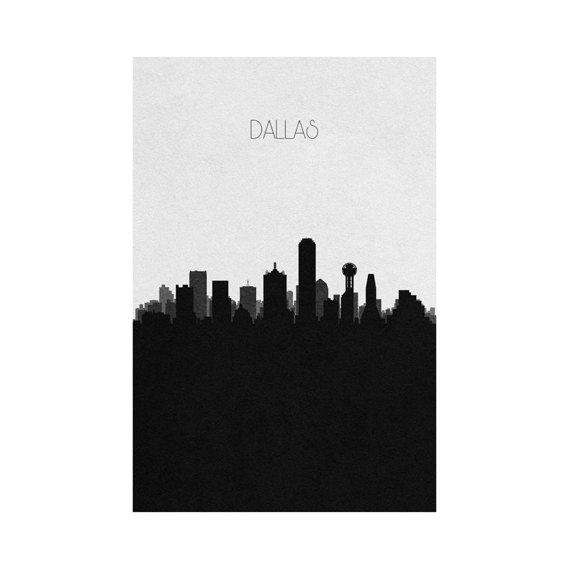 «Dallas, Texas City Skyline» par Ayse Deniz Akerman - impression sur toile tendue, H 12 po x l 8 po x P 0,75 po