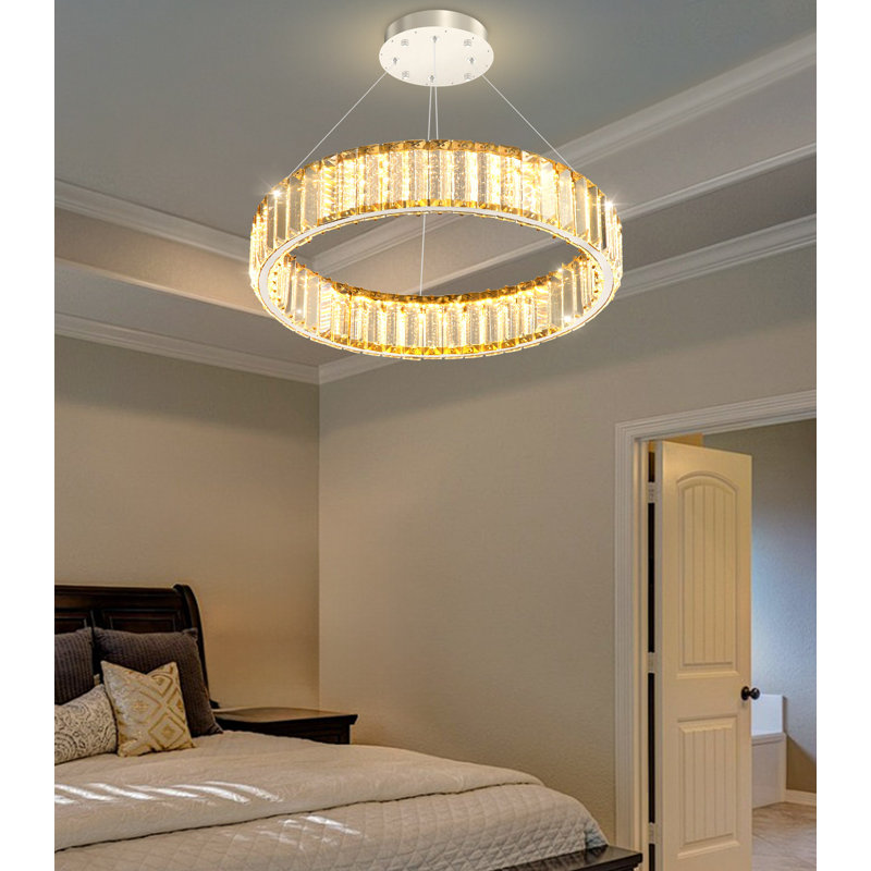 Lustre en cristal 16 po, Silver
