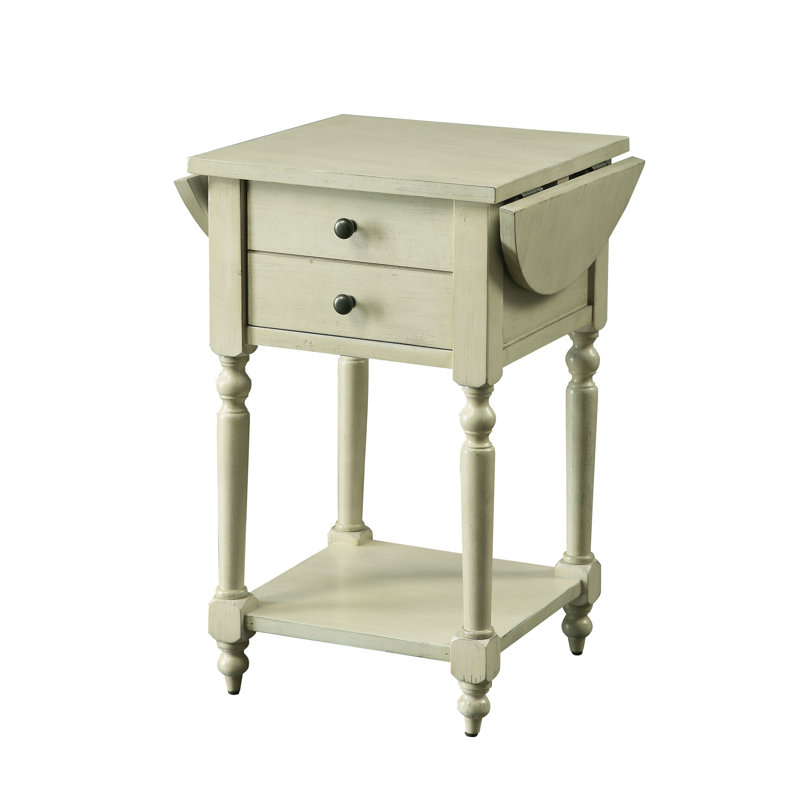 Table de bout avec rangement Kayli, 	Blanc antique