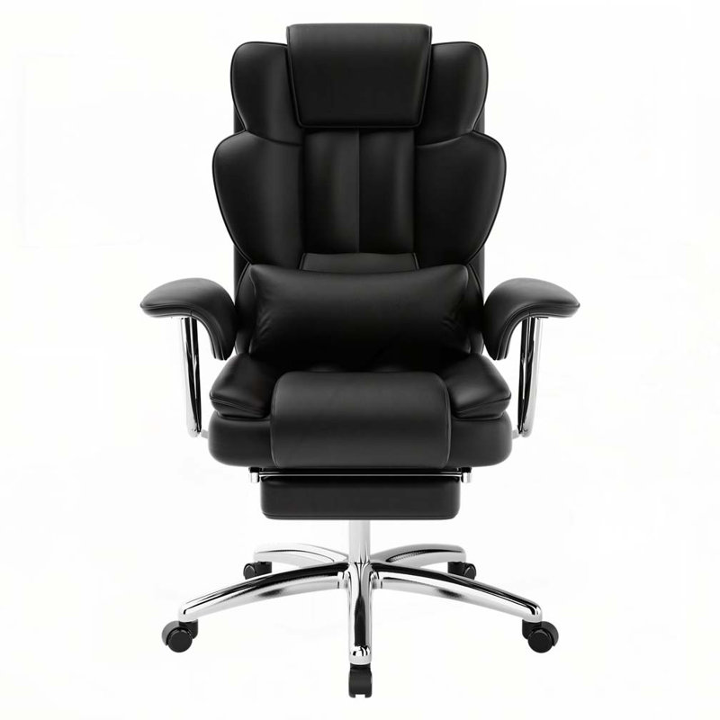 Fauteuil de direction avec repose-pieds, Noir