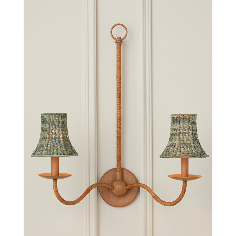 Bell Whitewashed Chandelier Shade, Teal