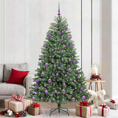 Artificial Hinged Christmas Tree Green PVC and Metal