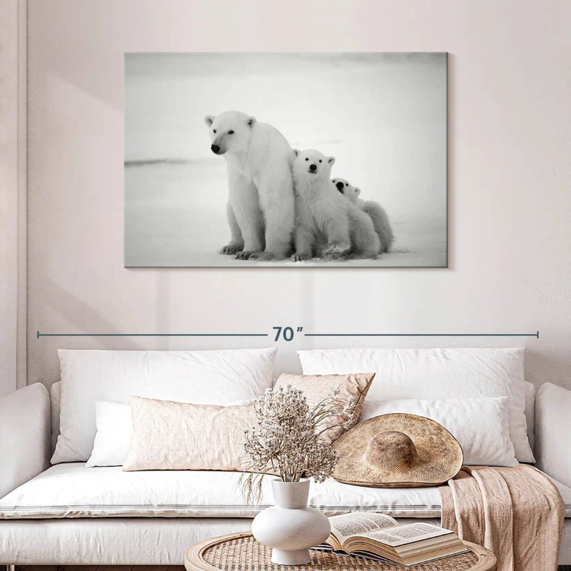 Brampt Polar Bear And Cubs, 30" H x 45" W