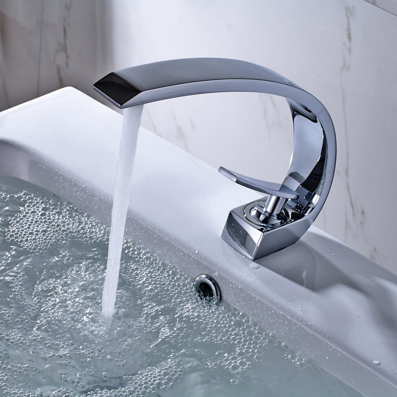 Robinet de salle de bain - Lavabo moderne à un trou avec robinet à valve en céramique, Chrome chrome