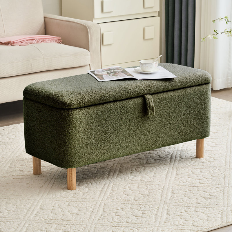 Dayvian 39.3" Storage Ottoman Bench for End of Bed, Green