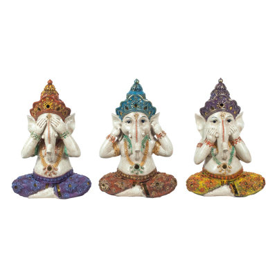 Woodville God Ganesha 3 Piece Figurine Set