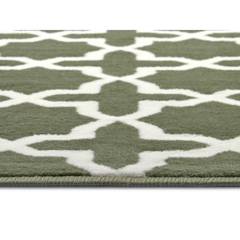 Flatweave Green Rug, Runner 80 x 400cm