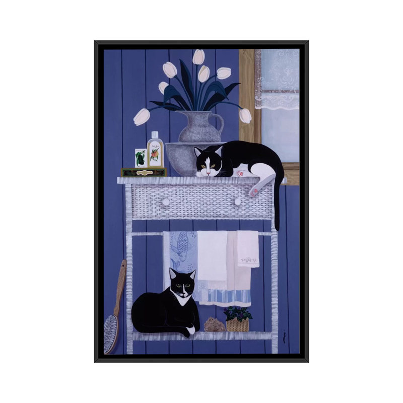«Oscar and Harold» par Jan Panico, reproduction sur toile, Toile avec cadre noir, Pas de tapis, H 26 po x l 18 po x P 1,5 po