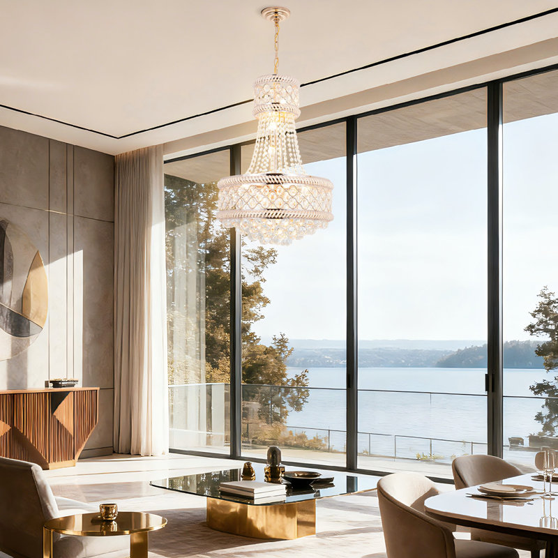 Lustre empire en cristal de luxe à 9 lumières Kiyon