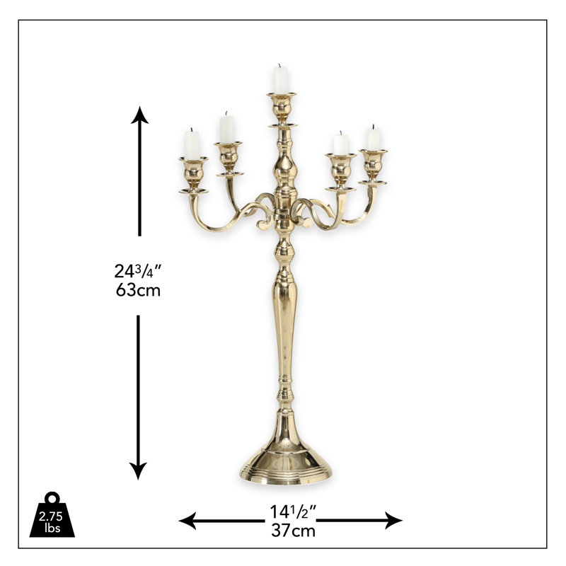 Aluminum Tabletop Candelabra, 24.75" H x 14.5" W