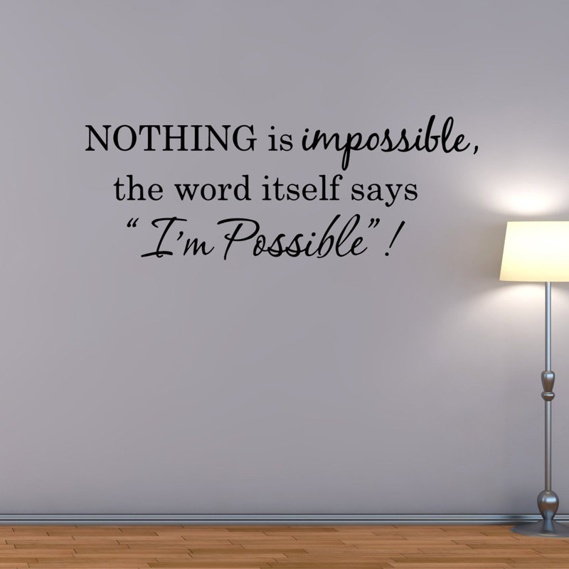 Adhésif décoratif citation «Rien n'est impossible» Audrey Hepburn, 19 po x 44 po