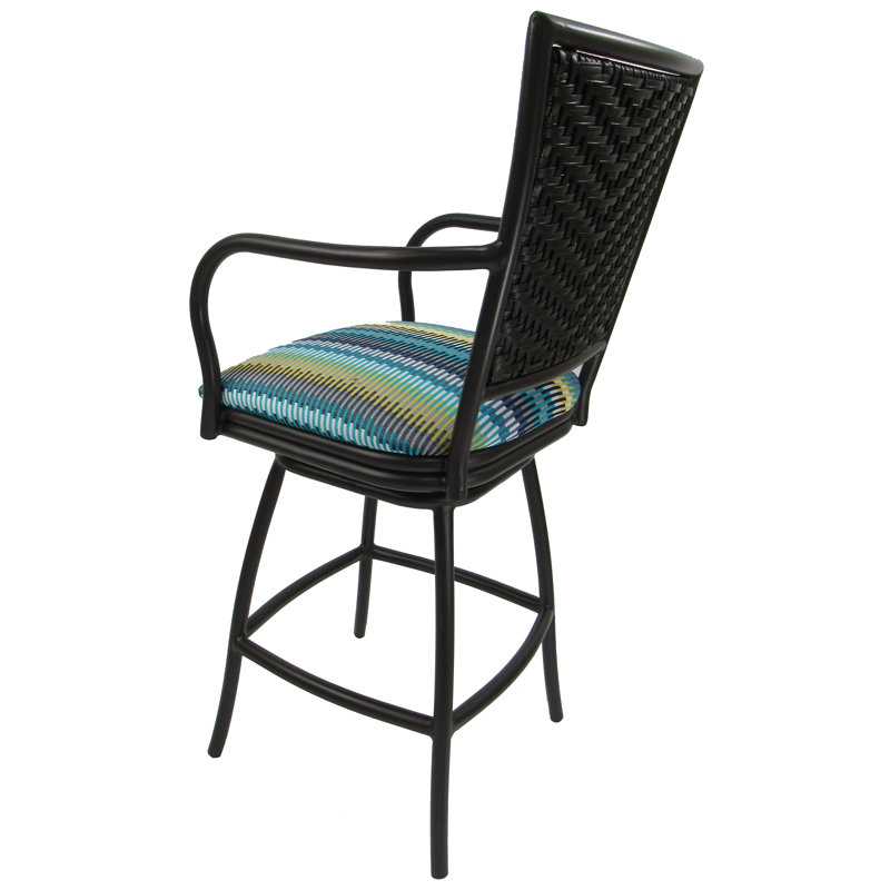 Tabouret de bar 26 po avec coussin Hyannis Erin, Turquoise, Brun
