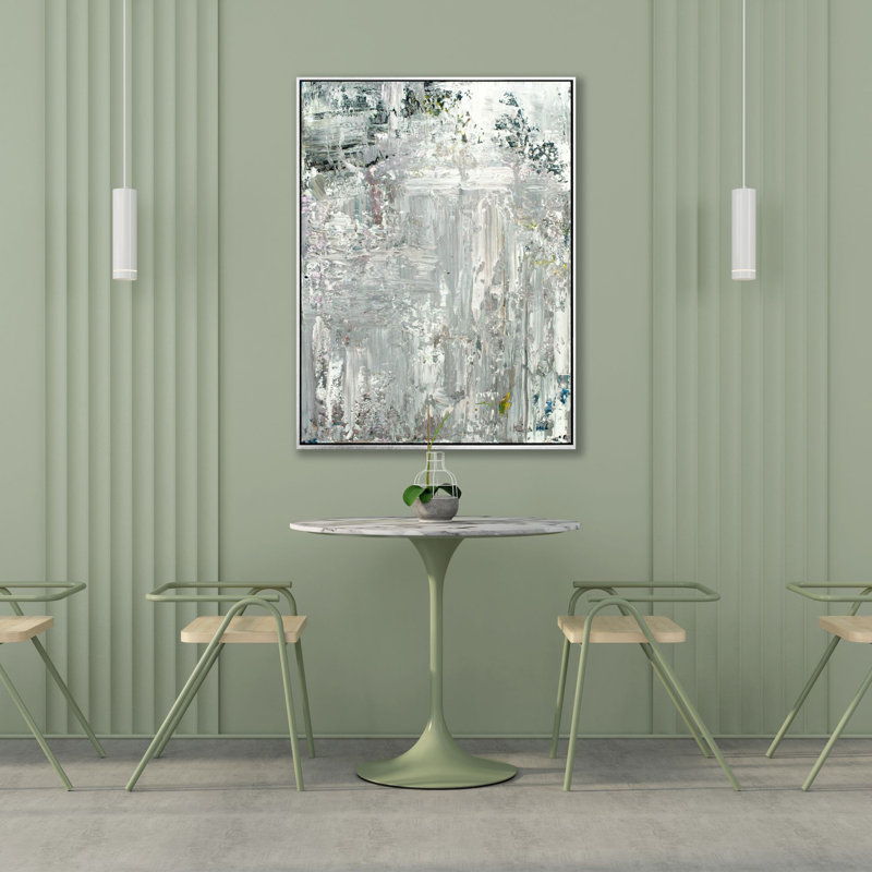 Upturn On Giclee Canvas Hand Embellished Art, White Framed Canvas, 49.5" H x 37.5" W x 1.75" D