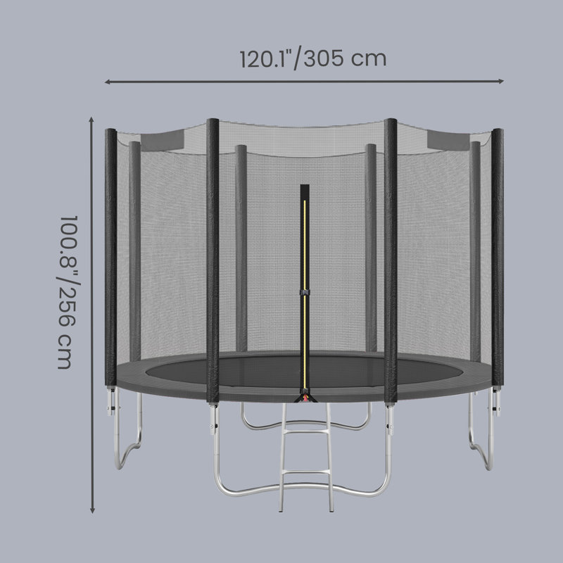 305x305x256cm LEDREM ft Round Backyard Trampoline