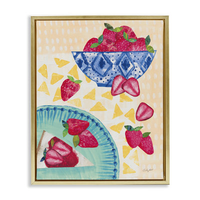 "Strawberry Dessert", art mural sur toile flottante encadrée par Courtney Prahl