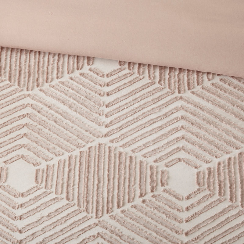 Ensemble d'édredon en coton jacquard Blush King / Cal King