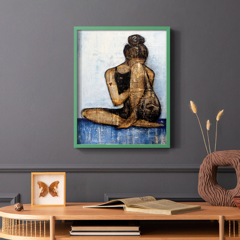 «Don't Break My Heart», reproduction encadrée - bois massif, Vert, H 10 po x l 8 po