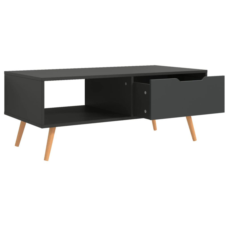 Table basse simple avec rangement en bois manufacturé Jakylie, Gris