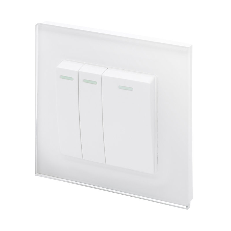 Crystal PG 3 Gang Rocker Light Switch Black (2X2way/1Xint), White