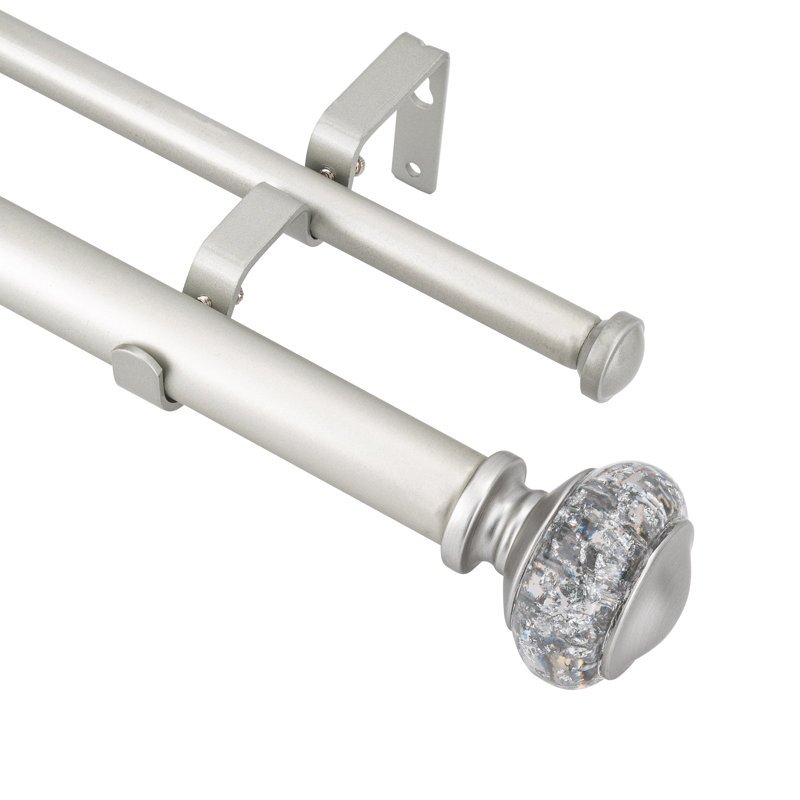 Tringle à rideaux double réglable de 1 po de diamètre total, Étain