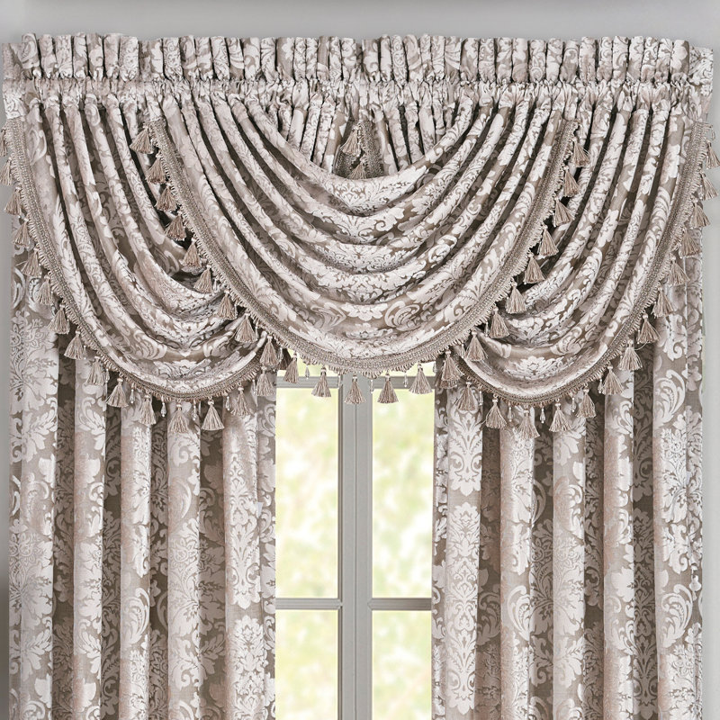 Bel Air - Sand Window Waterfall Valance, Sand, 50" W x 40' H